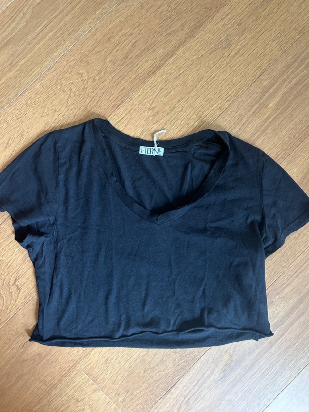 Eterne Black V-Neck Crop Top